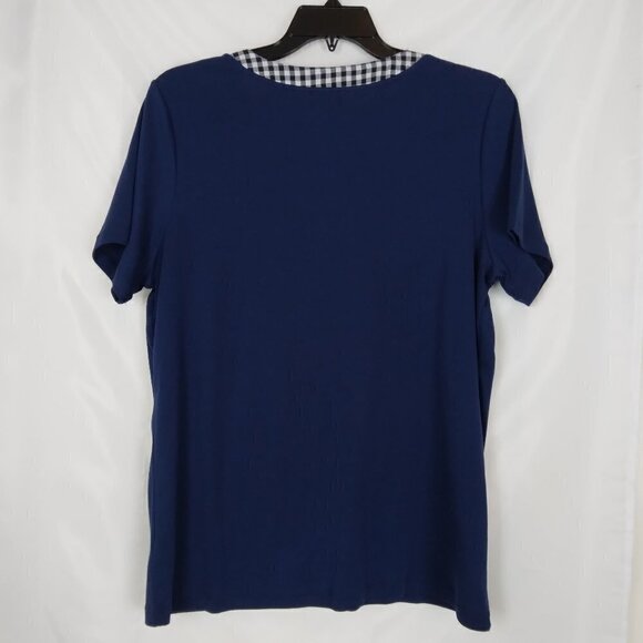 Jones NY | Blue Cotton Knit V-Neck Stretchy Pullover Top | Size 2X - Picture 4 of 7